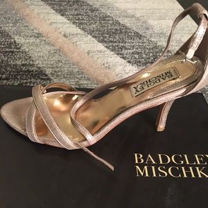 Gold silver strappy heels by Badgley Mischka